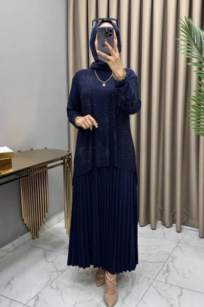 Mayda Etekli Takım Lacivert  Lacivert