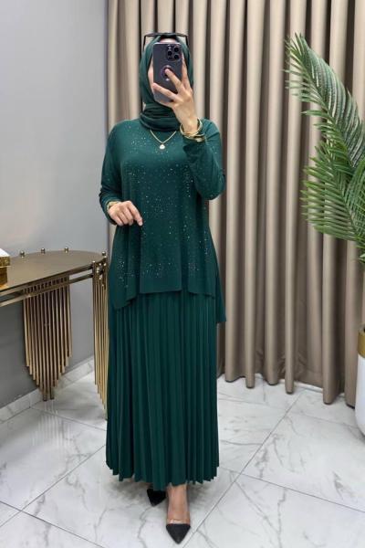 Mayda Etekli Takım Zümrüt Zümrüt