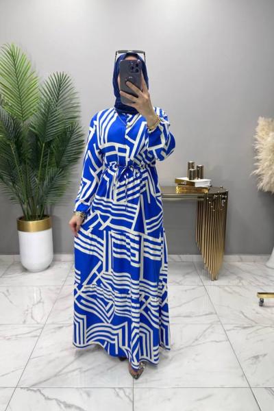 Minel Elbise Saks Saks Mavisi