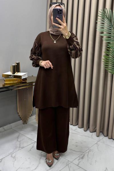 Müjgan Triko Takım Kahve Kahverengi