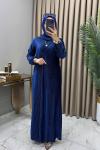 Multi Piliseli Kadife Elbise İndigo İndigo