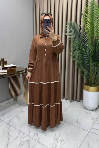 Nehir Elbise Kahve Kahverengi