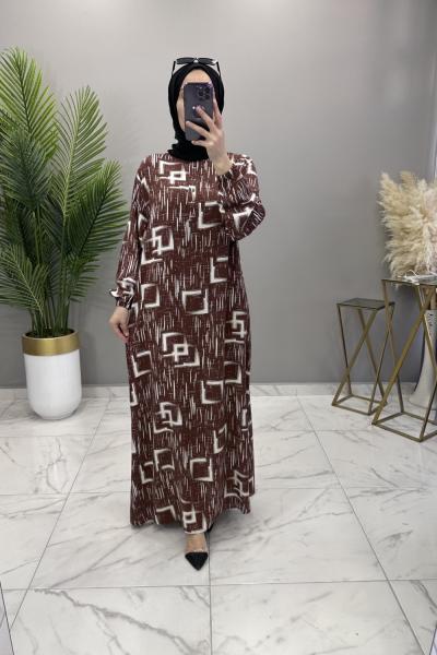 Öznur Elbise Kahverengi Kahverengi