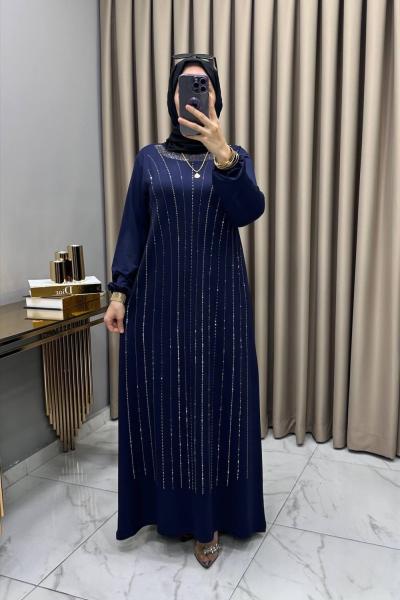 Reyhan Abiye Elbise Lacivert  Lacivert