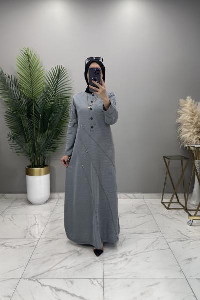 Şale Elbise Gri Gri
