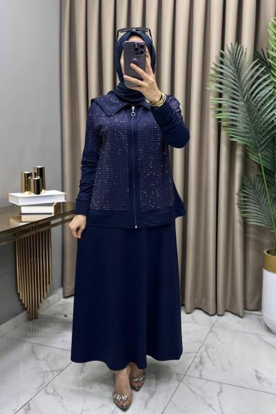 Serenay Taşlı Takım Lacivert Lacivert