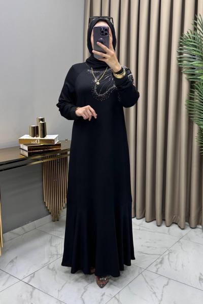 Seven Abiye Elbise Siyah Siyah