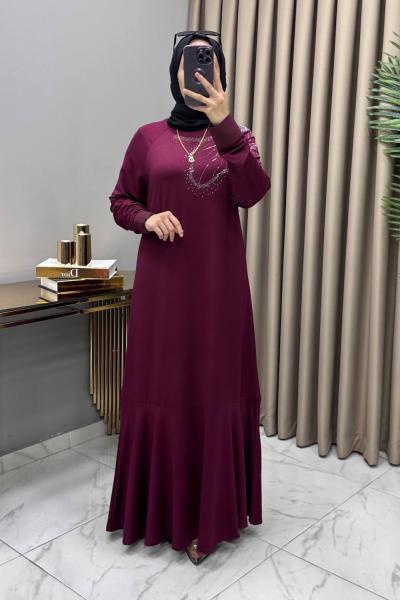 Seven Abiye Elbise Mürdüm Mürdüm