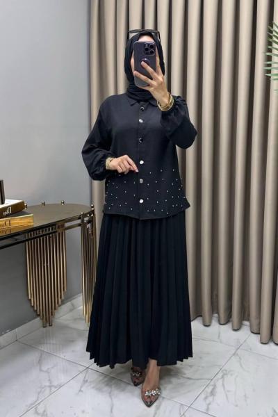 Suzan Etekli Takım Siyah Siyah