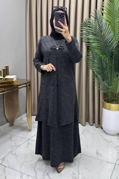Yelekli Elbise Takım Siyah Siyah