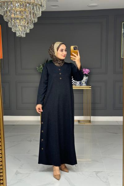 Arife Büyük Beden Elbise - Siyah Siyah