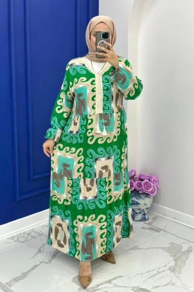 Asiye Elbise - Yeşil Yeşil