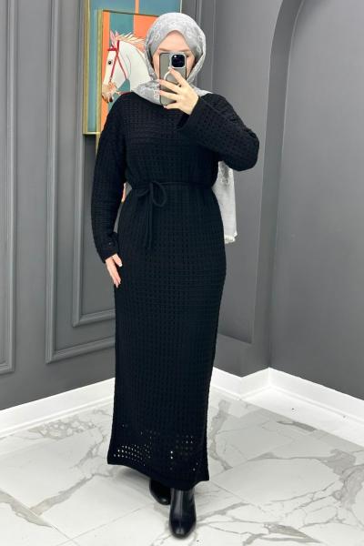 Astarlı Triko Elbise - Siyah  Siyah