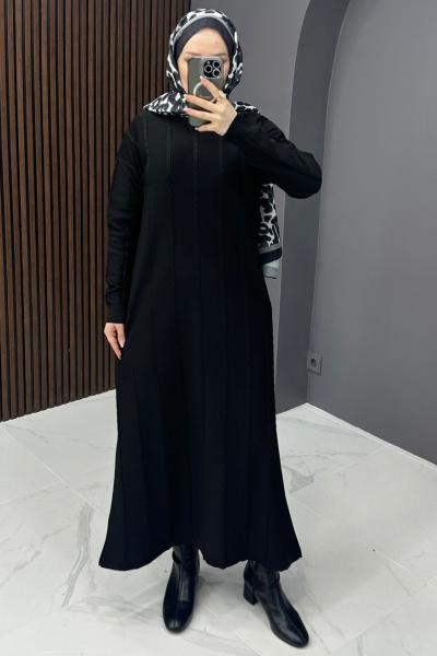 Asu Triko Elbise - Siyah Siyah