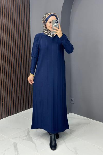 Asu Triko Elbise - Lacivert Lacivert