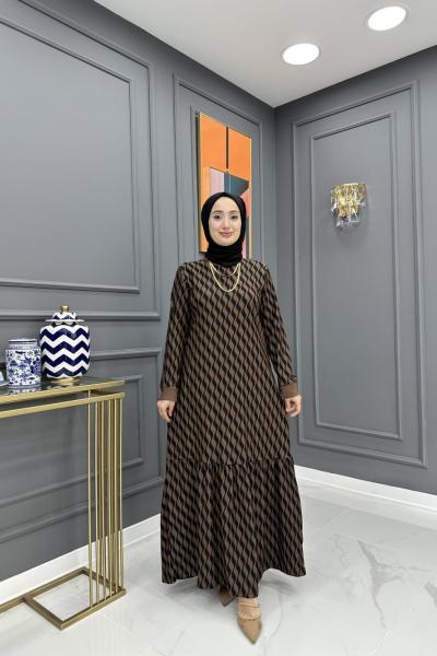 Aysima Elbise- Kahverengi Kahverengi