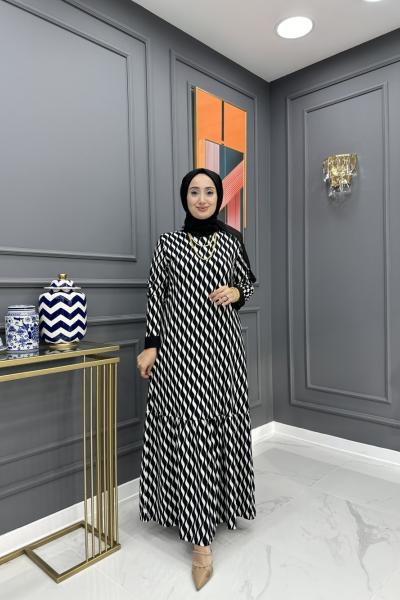 Aysima Elbise -Siyah Siyah Beyaz