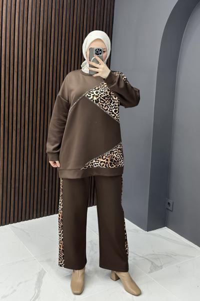Aysira leopar takım - kahve Kahverengi