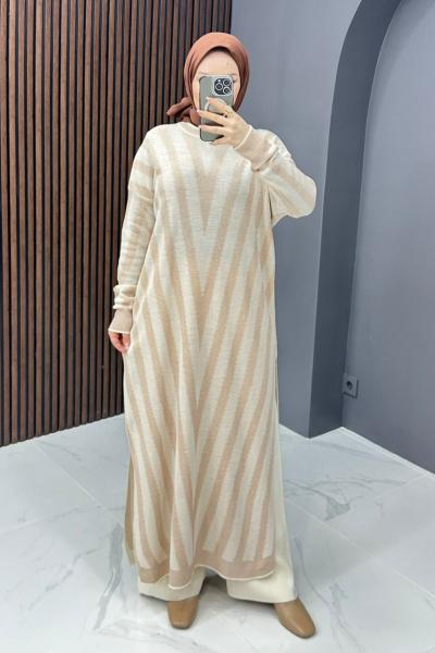 Azra Uzun Triko Takım - Krem Krem