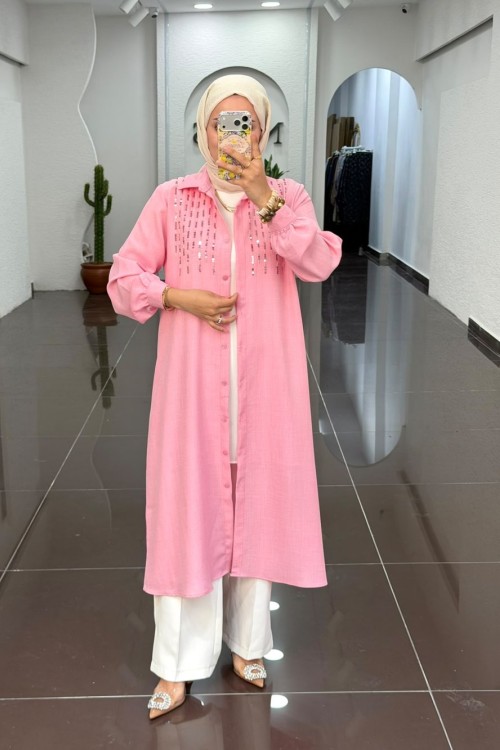Azze Uzun Tunik-Pembe  Pembe