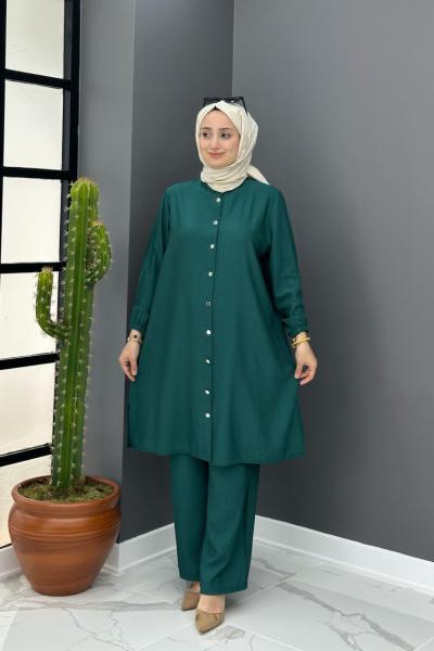 Bahar Düğmeli Takım - Zümrüt Zümrüt