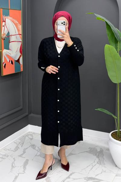 Bella Merserize Hırka - Siyah Siyah