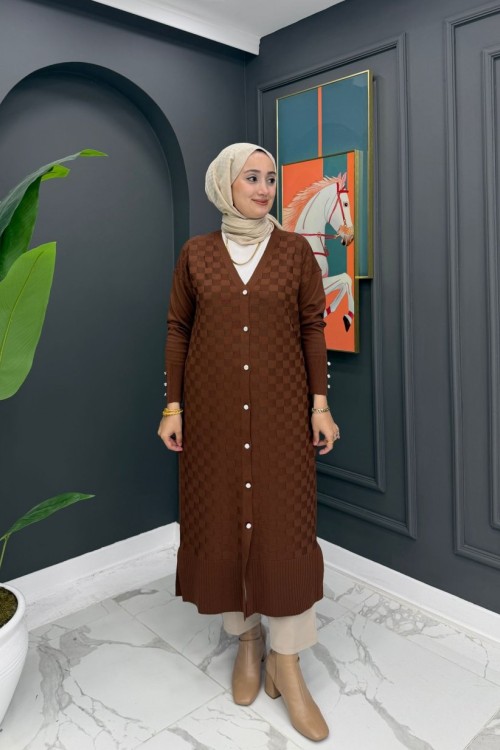 Bella Merserize Hırka - Kahve Kahverengi
