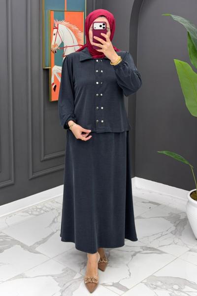 Bergüzar Etekli Takım - Gri Gri