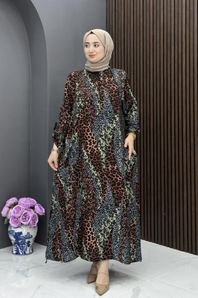 Birgül Elbise - Kahve Kahverengi