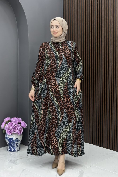 Birgül Elbise - Kahve Kahverengi