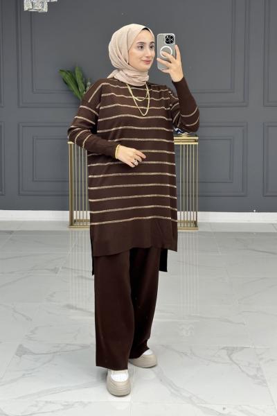 Buğlem Triko Takım- Kahve Kahverengi