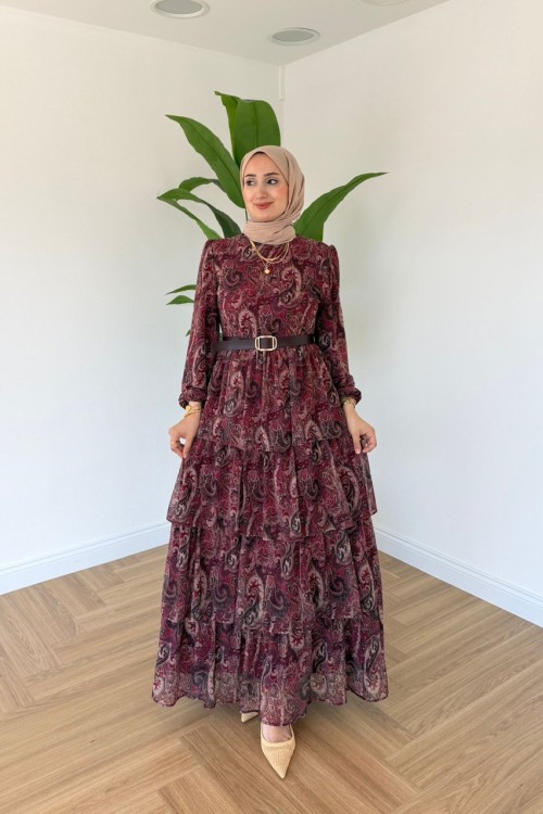 Burcu Elbise-Bordo Bordo