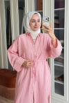 Çizgili Tunik Kap-Pembe Pembe