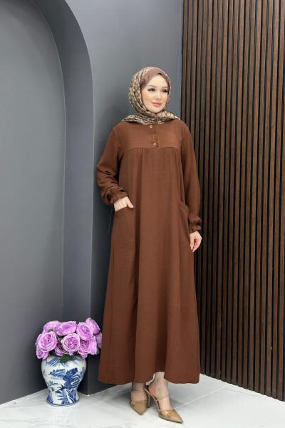 Damla Elbise - Kahve Kahverengi