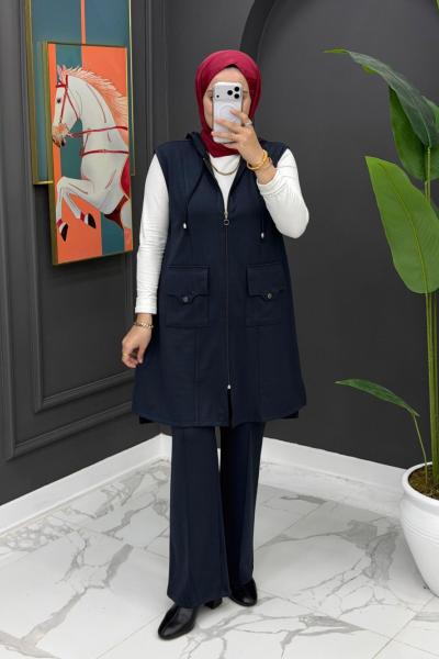 Deniz Yelekli Takım - Gri Gri