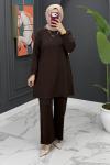 Derin pantolonlu takım Kahverengi