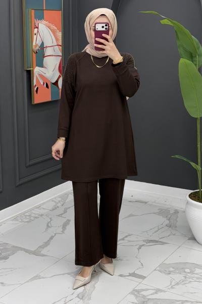 Derin pantolonlu takım Kahverengi