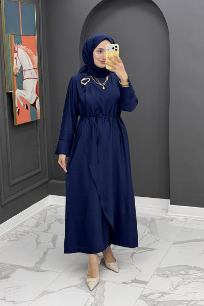 Dilşah Tokalı Elbise -  laci Lacivert