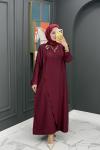 Dilşah Tokalı Elbise -  Bordo Bordo