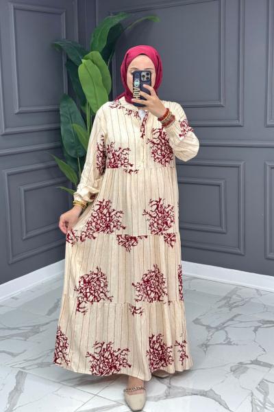 Duha Elbise - Bordo  Bordo Bej
