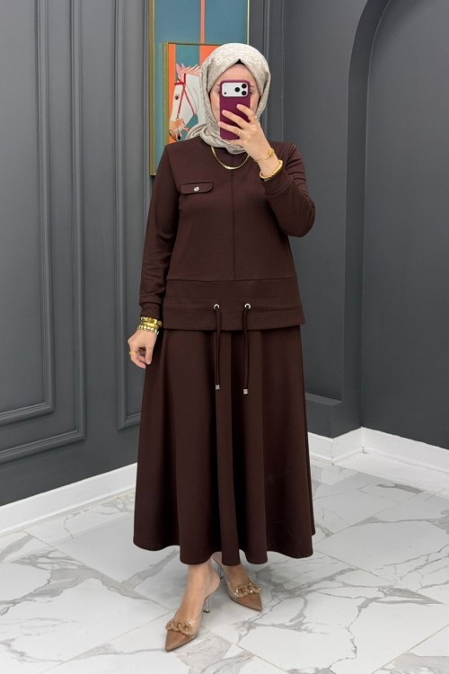 Oysho Duru Etekli Takım Kahverengi