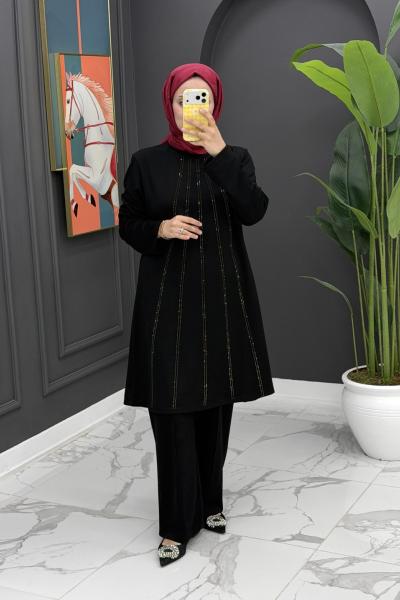 Ela Yazlık Takım - Siyah Siyah Kahverengi