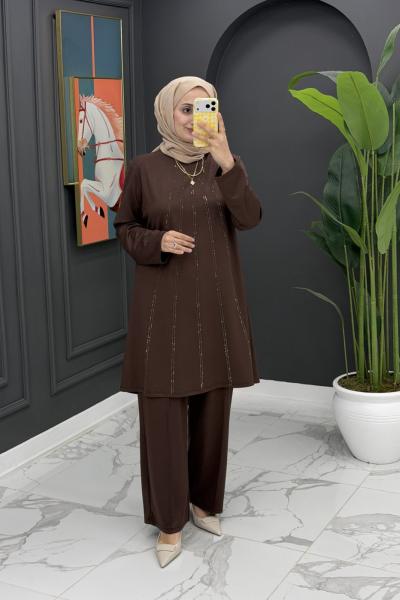 Ela Yazlık Takım - kahve Kahverengi