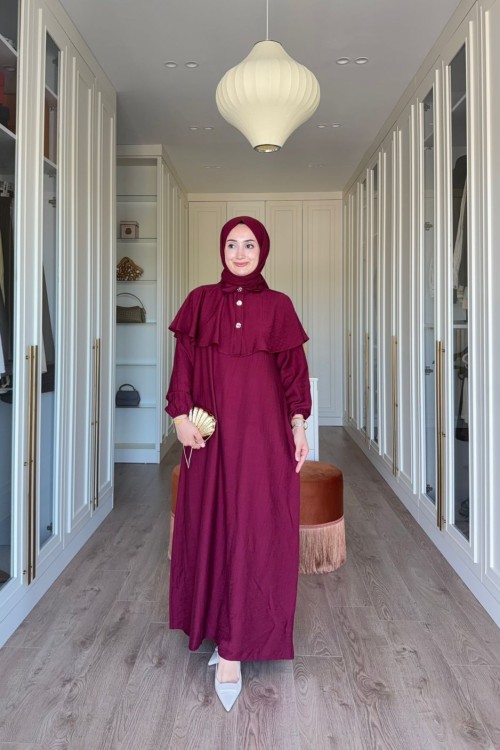 ELVAN ELBİSE - BORDO  Bordo
