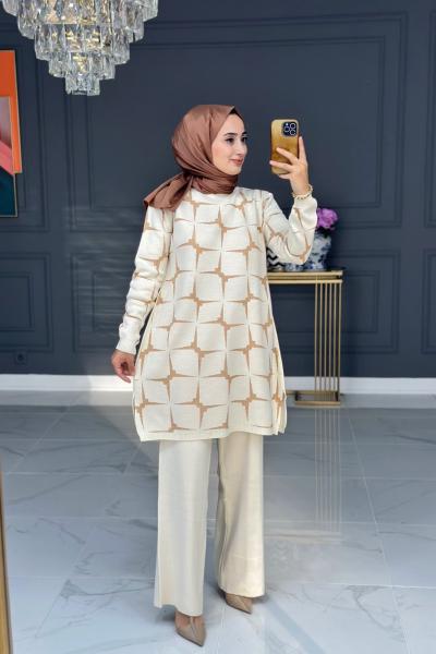 Ferhan triko takım - krem Krem