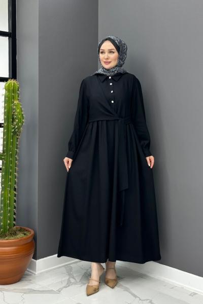 Gülben Elbise - Siyah Siyah