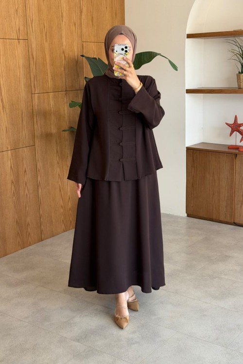 Handan Etekli Takım -Kahverengi Kahverengi