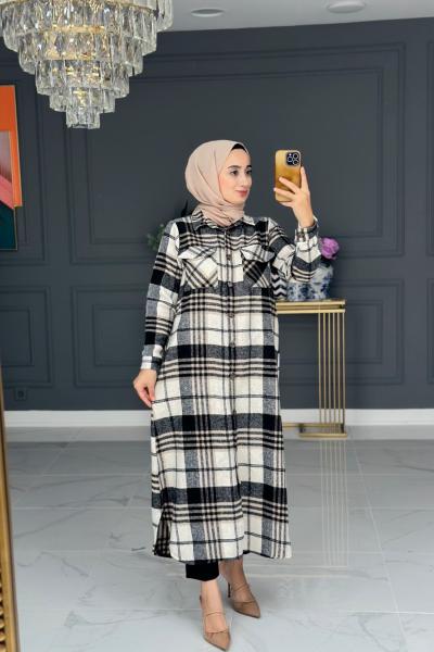 Hanzade oduncu uzun gömlek - siyah Siyah