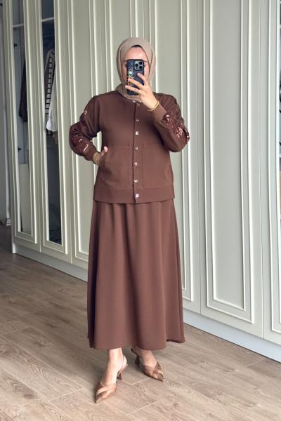 Havva Etekli Takım - Kahve Kahverengi