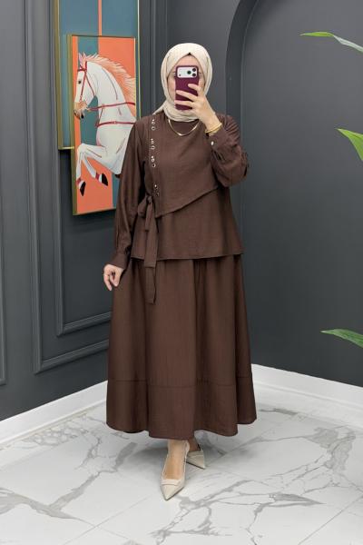 Hilal Etekli Takım - kahve Kahverengi